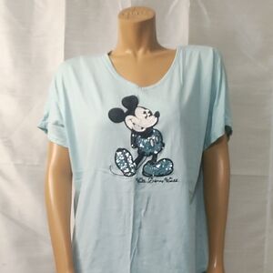 Disney Light Blue Mickey Mouse Sequin Tee